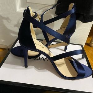 Blue strappy heels